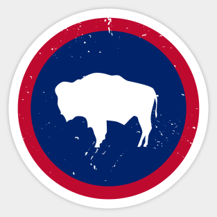 Retro Wyoming State Flag // Vintage Wyoming Grunge Emblem Sticker